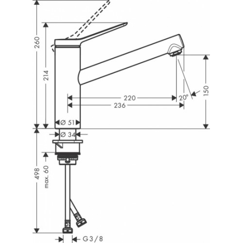 Смеситель для кухни Hansgrohe Zesis M33 KM150TiltFunction, черный