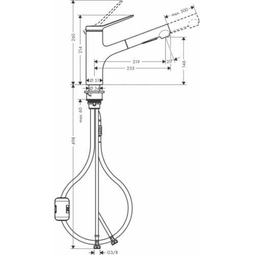 Смеситель для кухни Hansgrohe Zesis M33 KM150, матовый чорний