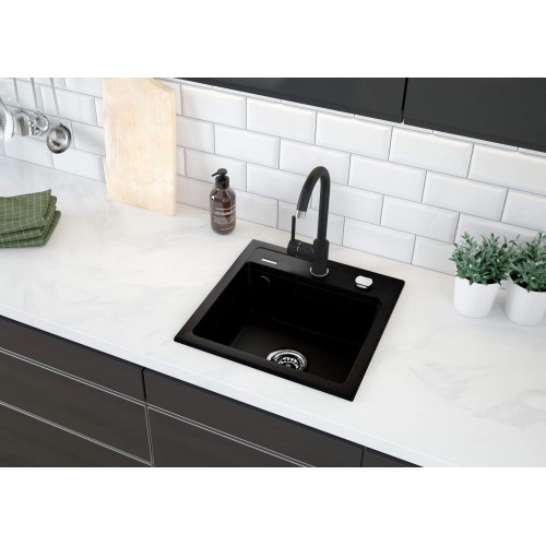 Кухонна мийка Deante Zorba, граніт 440х440х184мм, чорний