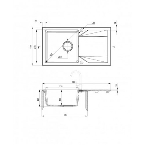 Кухонная мойка Deante Evora, гранит 780х440х193мм, графит