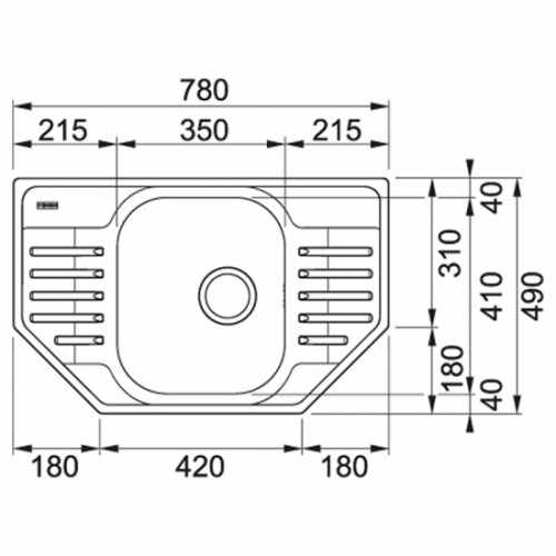 Кухонная мойка Franke Polar, нерж.сталь, 780х490х175мм PXL 612-E