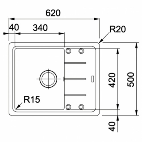 Изображение Кухонная мойка Franke Basis, фрагранит, 620х500х200мм, BFG 611-62 (114.0565.090)