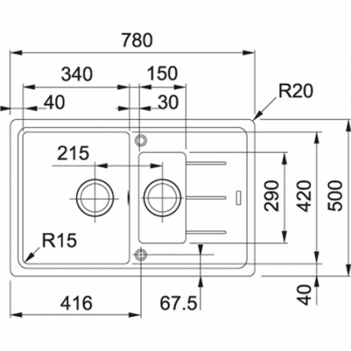 Зображення Кухонна мийка Franke Basis, фраграніт, BFG 651-78 (114.0272.603)