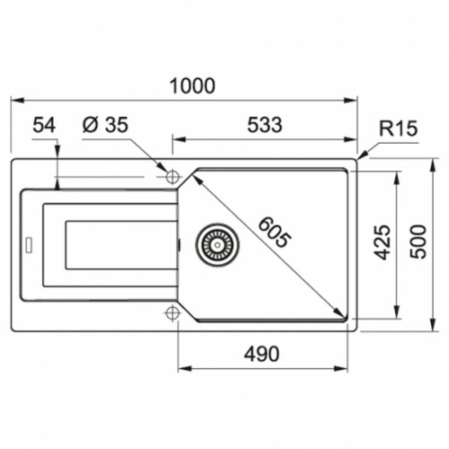 Изображение Кухонная мойка Franke Urban, фрагранит, 1000х500х220мм, UBG 611-100 XL , серый камень