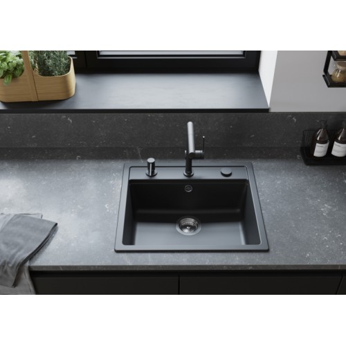 Кухонна мийка Hansgrohe S52, граніт, 550х490х190мм, S520-F510, чорний графіт