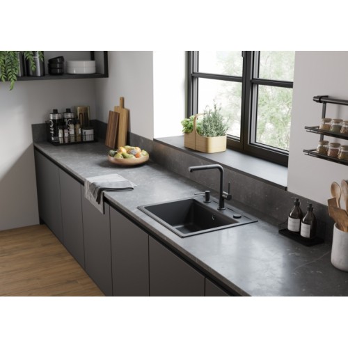 Изображение Кухонная мойка Hansgrohe S52, гранит, 550х490х190мм, S520-F510, черный графит