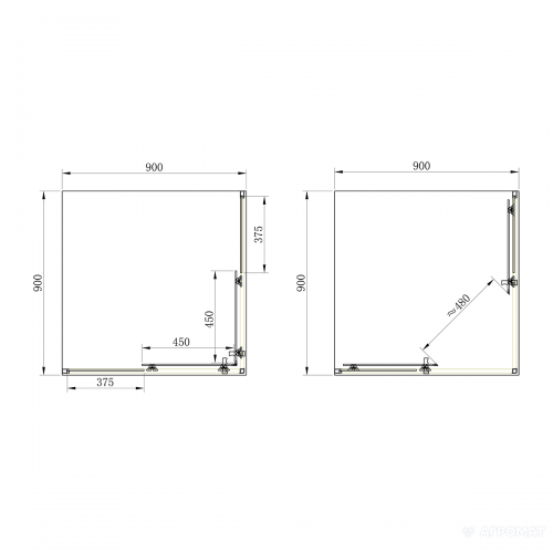 Душова кабіна Primera Frame SHRC53906 90х90 см профіль хром/прозоре скло