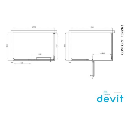 Зображення Душова кабіна Devit Comfort FEN2323 120х80 см профіль хром/прозоре скло