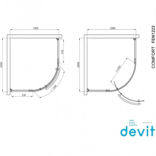 Изображение Душевая кабина Devit Comfort FEN1223 100х100 см профиль хром/прозрачное стекло