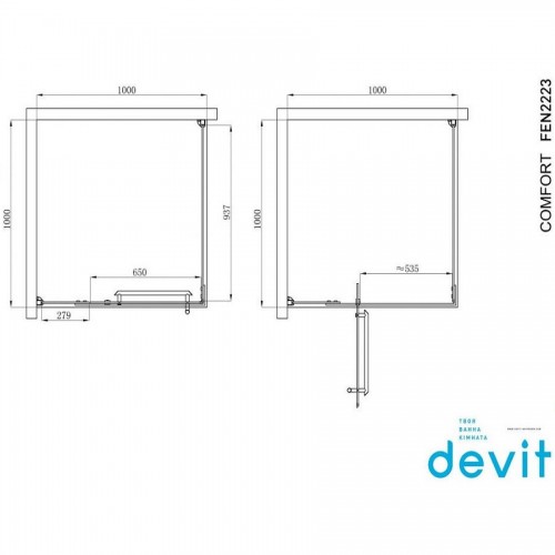 Изображение Душевая кабина Devit Comfort FEN2223 100х100 см профиль хром/прозрачное стекло