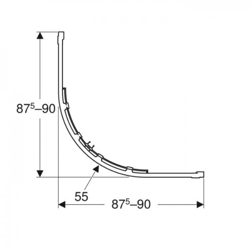 Изображение Душевая кабина Geberit Geo 560.121.00.2 1/4 круга 900x900 без поддона