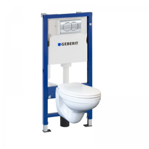 Комплект Geberit Duofix PRO 20 118.315.21.2: инсталляция Geberit Delta с подвесным унитазом Idol с сидением Duroplast и смывающая клавиша Delta01 хром глянец