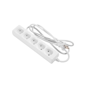 Сетевой удлинитель 2E 5XCEE7/17, 2G*1.0мм, 1.5м, white