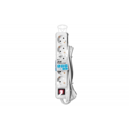 Сетевой удлинитель 2E 5XSchuko с выключателем, 3G*1.5мм, 1.5м, white