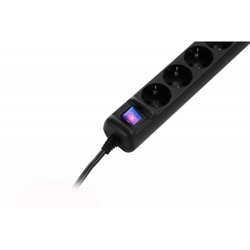 Сетевой удлинитель 2E 5XSchuko с выключателем, 3G*1.5мм2, 3м, black