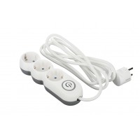 Сетевой удлинитель 2E Plus 3XSchuko с выключателем, 3G*1.0мм, 3м, white