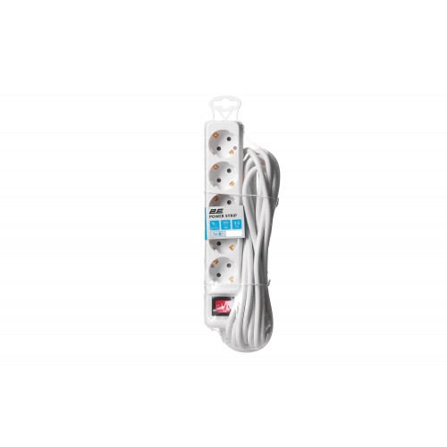 Мережевий подовжувач 2E 5XSchuko з вимикачем, 3G*1.5мм, 5м, white