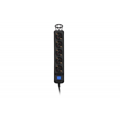 Мережевий подовжувач 2E 5XSchuko з вимикачем, 3G*1.5мм, 5м, black