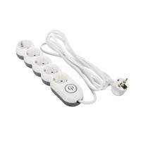 Сетевой удлинитель 2E Plus 5XSchuko с выключателем, 3G*1.0мм, 3м, white