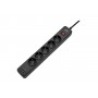 Мережевий подовжувач 2E 5XSchuko із захистом від імпульсних стрибків напруги, 3G*1.5мм, 3*USB-A, 2м, black