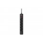 Сетевой удлинитель 2E 5XSchuko с защитой от импульсных скачков напряжения, 3G*1.5мм, 3*USB-A, 2м, black