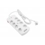 Сетевой удлинитель 2E 8XSchuko с защитой от импульсных скачков напряжения, 3G*1.5мм, 4*USB-A, 3м, white