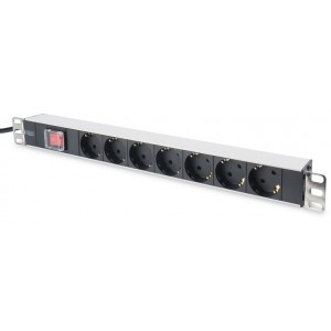 Блок розеток Digitus  1U, 7xSchuko, 16A, 250V, выключатель, вилка Schuko