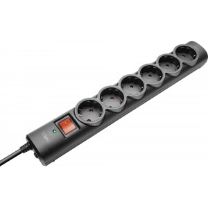 Мережевий подовжувач  Trust Surge Guard 6XSchuko 1.8м Black