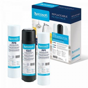 Комплект картриджей Ecosoft  1-2-3 для фильтров обратного осмоса (2 полипропилена и угля)