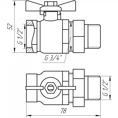 Кран шаровый прямой с американкой ARCO 1/2″ SENA 154103