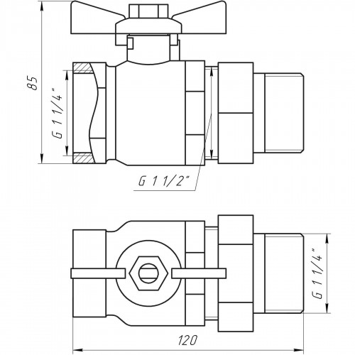 Кран шаровый прямой с американкой ARCO 1 1/4″ SENA 154106