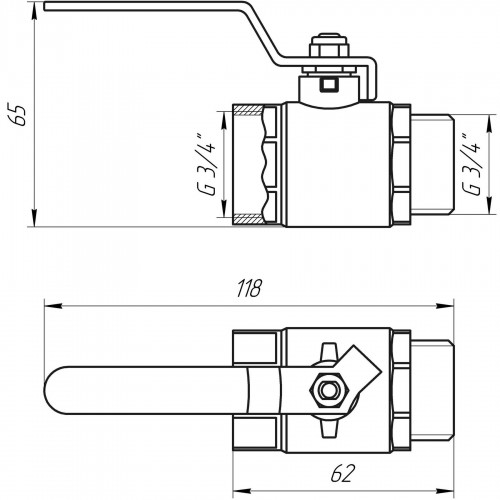 Кран кульовий прямий Q PROFESSIONAL 3/4″ ЗВ КР PN40 QP152