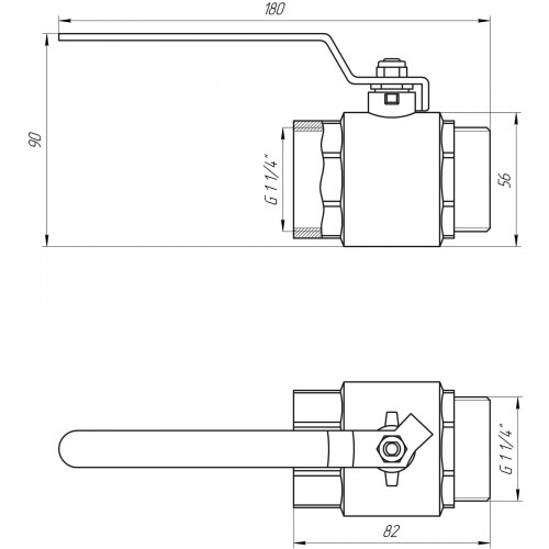 Кран шаровый прямой Q PROFESSIONAL 1 1/4″ НВ КР PN40 QP152