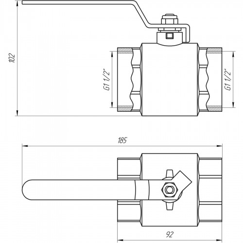 Изображение Кран шаровый прямой Q PROFESSIONAL 1 1/2″ ВВ КР PN40 QP151