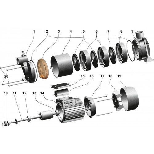 Насос центробежный многоступенчатый Optima MH-N 1300INOX 1,3кВт нерж, колеса