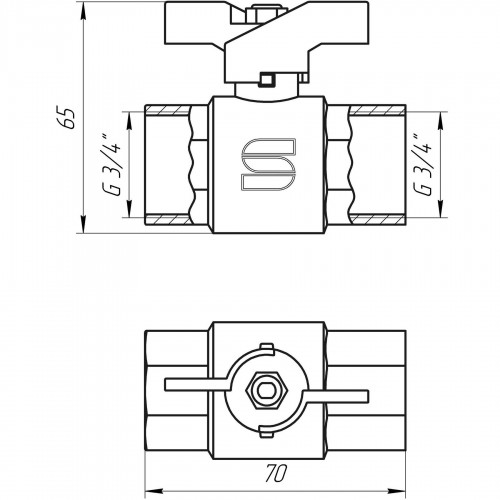 Кран шаровый прямой SELBA 3/4″ ВВ КБ SL1507