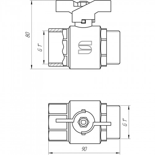 Кран шаровый прямой SELBA 1″ НВ ЖБ SL1508