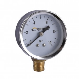 Манометр Optima 10 атм. 50 мм нижнее подключение нерж.корпус (Y50-NFC-2)