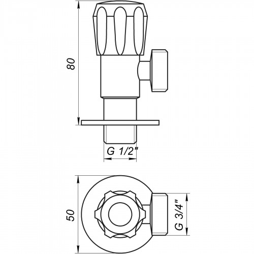 Кран вентильний кутовий Professional 1/2″X3/4″ NV-QP999