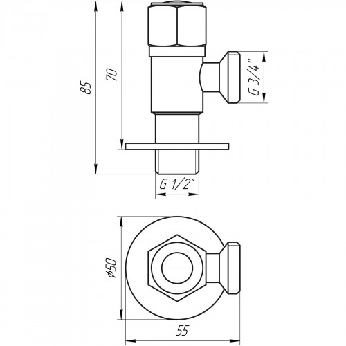 Зображення Кран кульовий кутовий Professional 1/2″х3/4″ NV-QP888