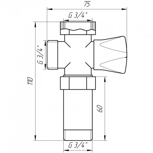 Кран вентильний для пральної машини Q PROFESSIONAL 3/4″x3/4″x3/4″ з подовжувачем NV-QP170