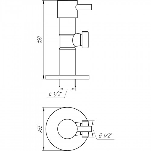 Изображение Кран полуоборотный угловой SOLOMON 1/2″х1/2″ Lazer 7076