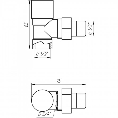 Кран вентильный угловой с американкой SOLOMON 1/2″ CHROM 1844 под ключ