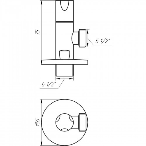 Изображение Кран полуоборотный угловой SOLOMON 1/2″х1/2″ 9081