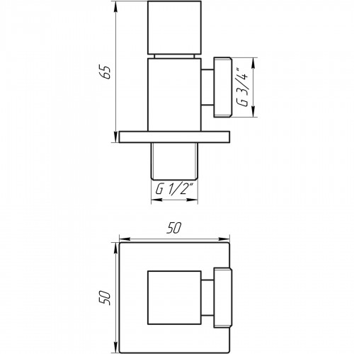 Зображення Кран напівобертовий кутовий SOLOMON 1/2″х3/4″ CUBE 7078