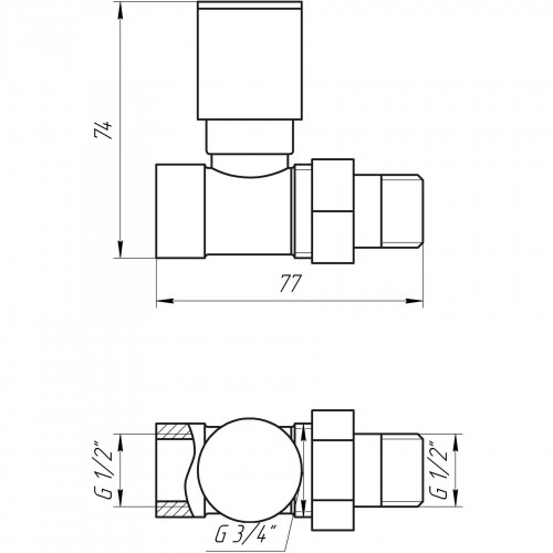 Зображення Кран вентильний прямий з американкою SOLOMON 1/2″ CHROM 1865