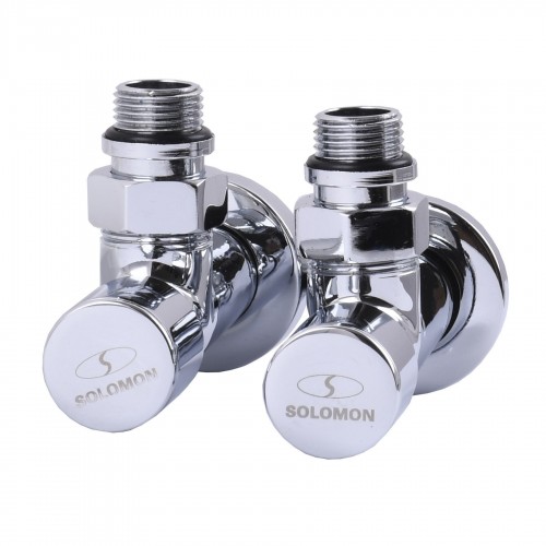 Зображення Кран вентильний кутовий з американкою SOLOMON LUX 1/2″ CHROM 7777 (комплект 2шт)