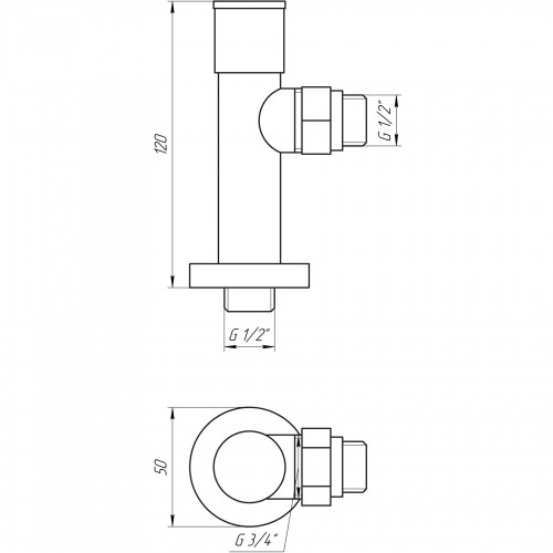 Изображение Кран вентильный угловой с американкой SOLOMON LUX 1/2″ CHROM 7777 (комплект 2шт)