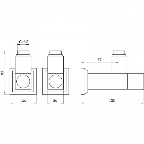 Набор кран полуоборотный угловой с американкой SOLOMON LUX 1/2″ CUBE CHROM 8888 (комплект 2шт)