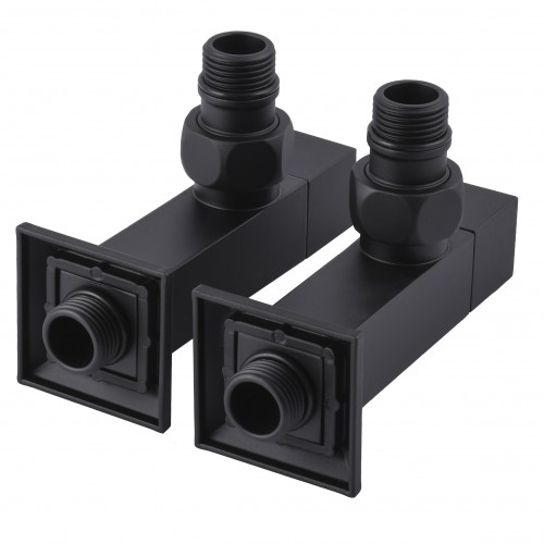 Изображение Набор кран полуоборотный угловой с американкой SOLOMON LUX 1/2″ CUBE BLACK 8888 (комплект 2шт)